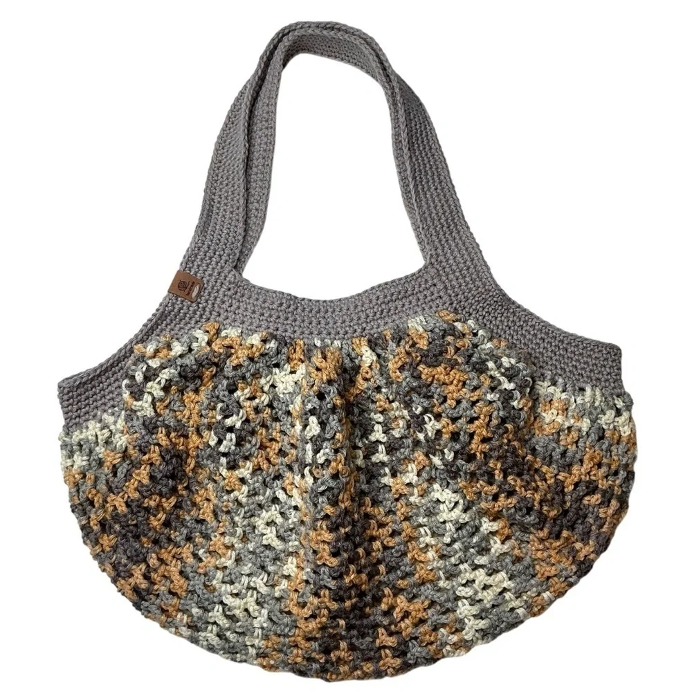 Large Crochet Mesh Market Bag Cotton and Acrylic Handcrafted‎ Handmade Reusable